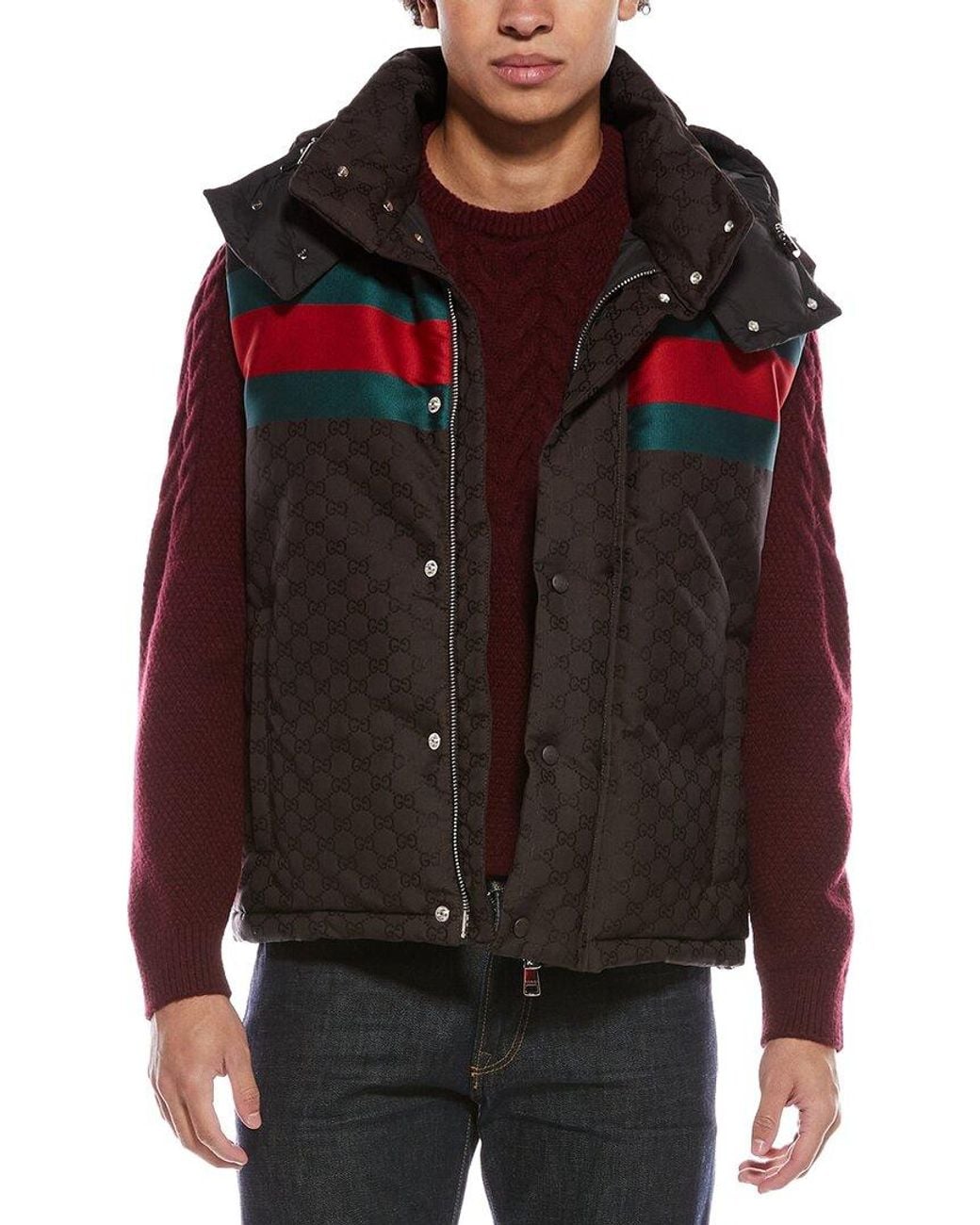 Gucci Black Gg Printed Padded Jacket for men