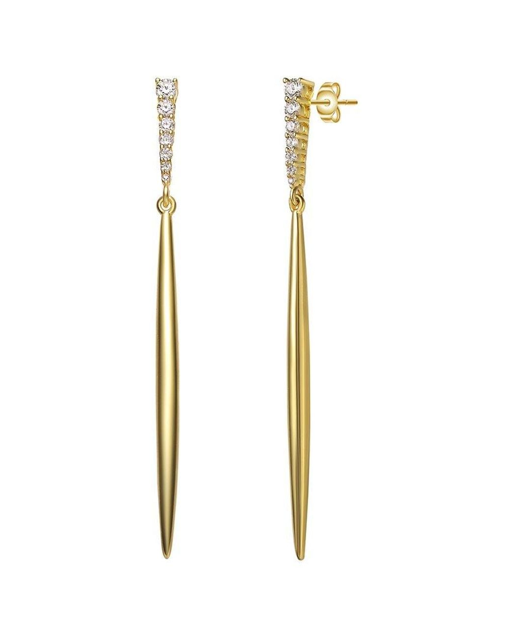 Genevive Jewelry White 14k Over Silver Cz Earrings