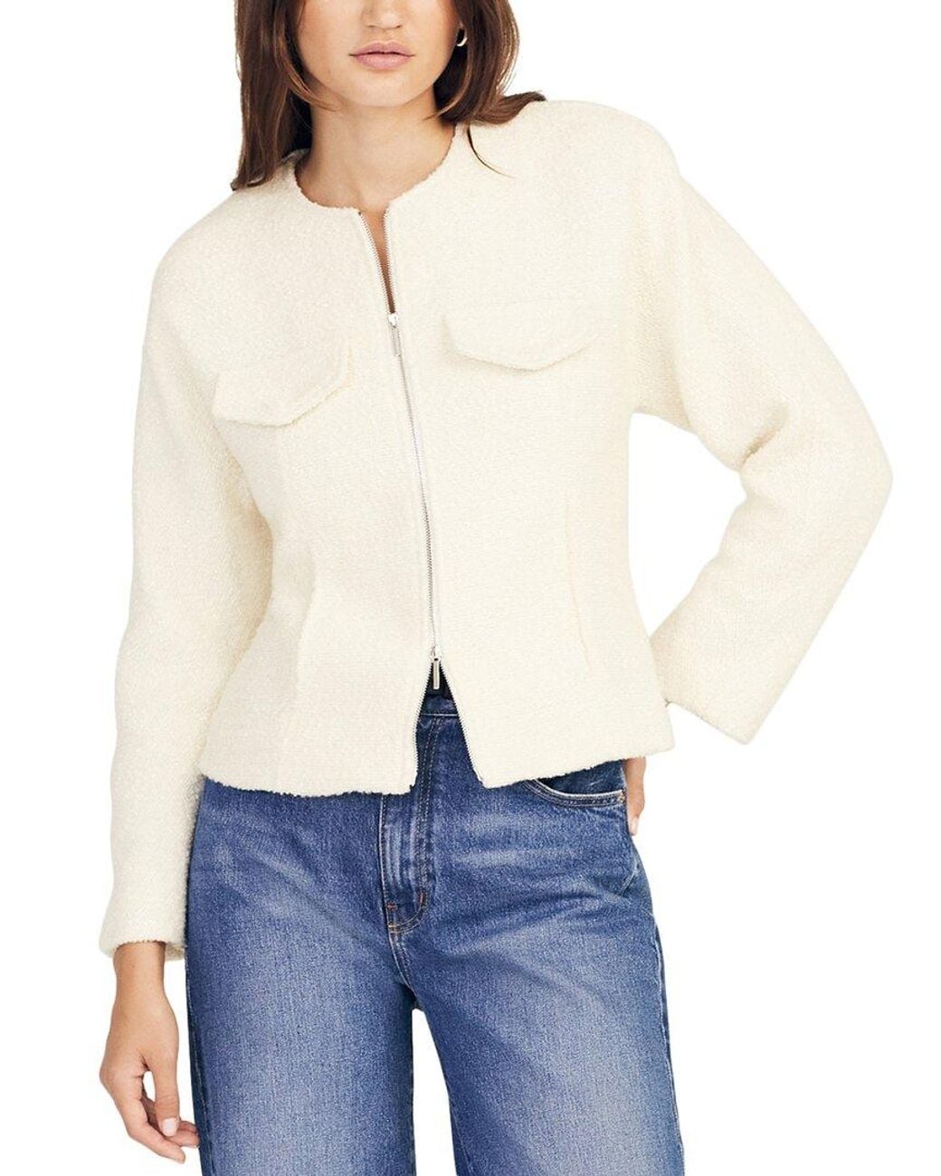 10 Crosby Derek Lam White Prewett Zip Front Wool-Blend Jacket