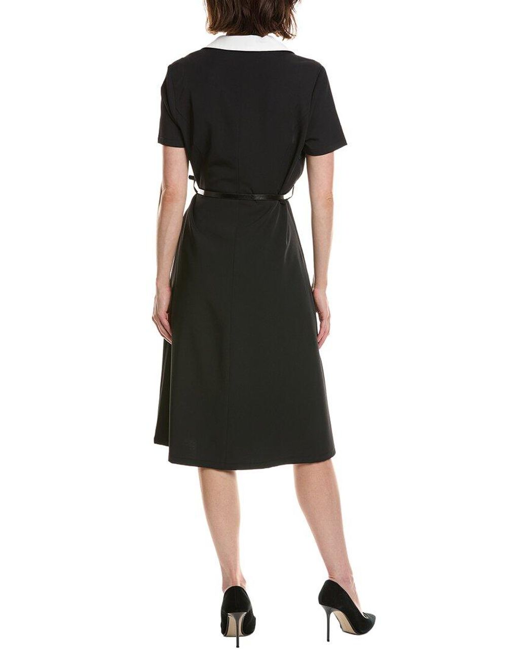 Pascale La Mode Black Contrast Collar A-Line Dress