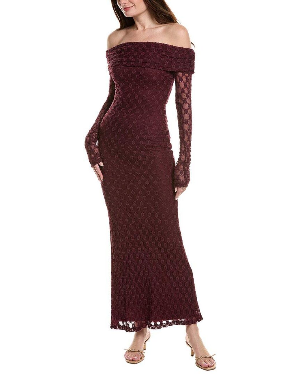 Bardot Red Adoni Off-Shoulder Maxi Dress