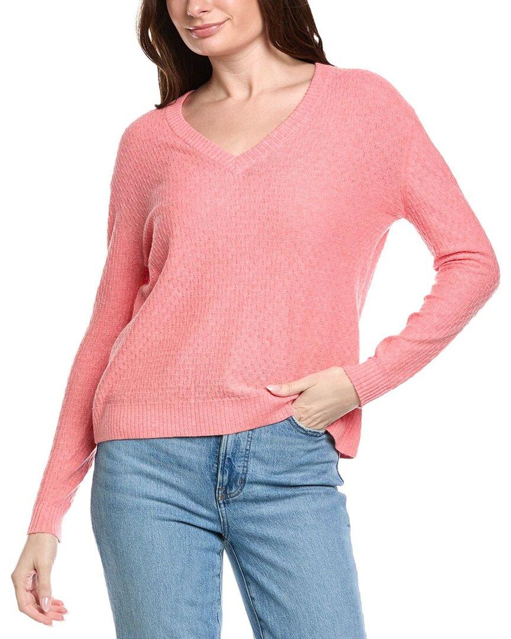 Hannah Rose Red Savannah Texture Linen-Blend Sweater