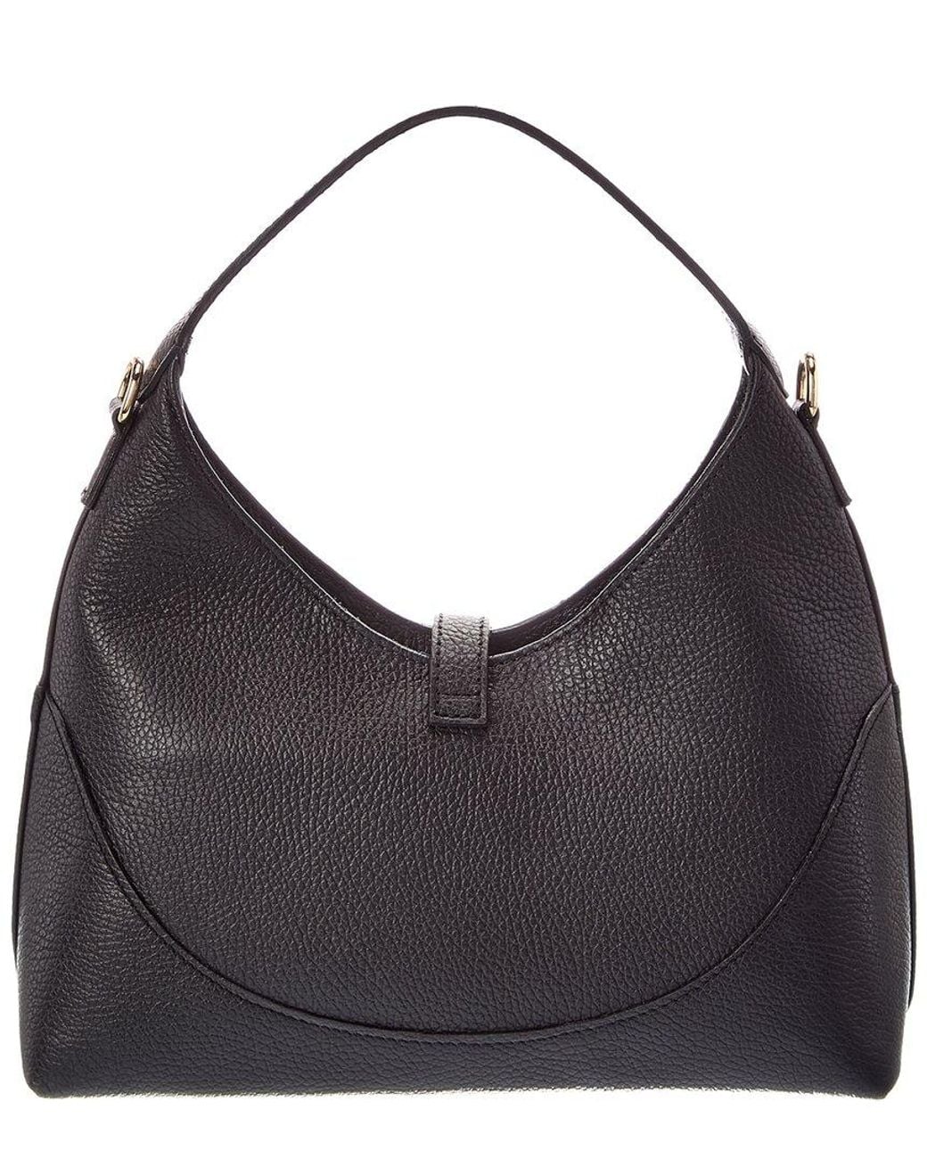 Italian Leather Black Lina Leather Top Handle Bag