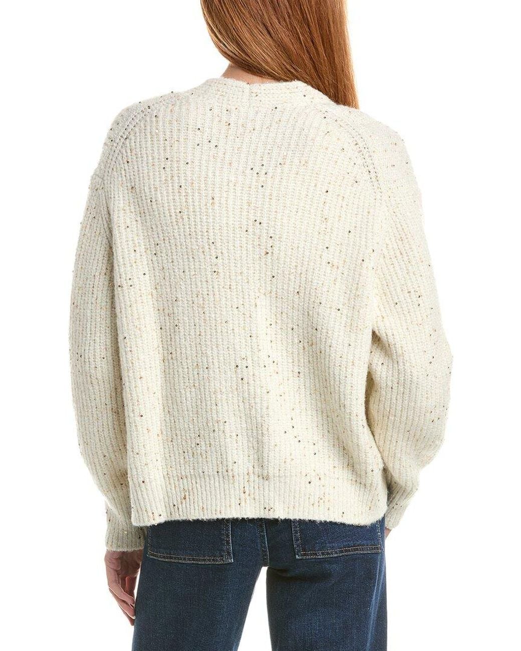 Forte Natural Sequin Mohair-Blend Cardigan