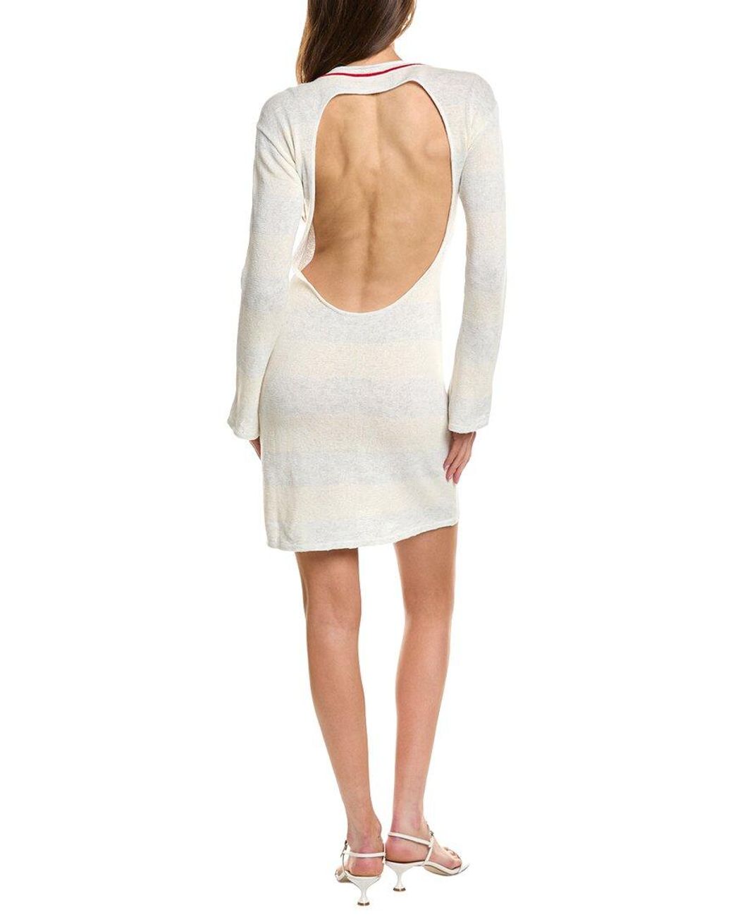 Rowing Blazers White Tonal Striped Silk-Blend Sweaterdress