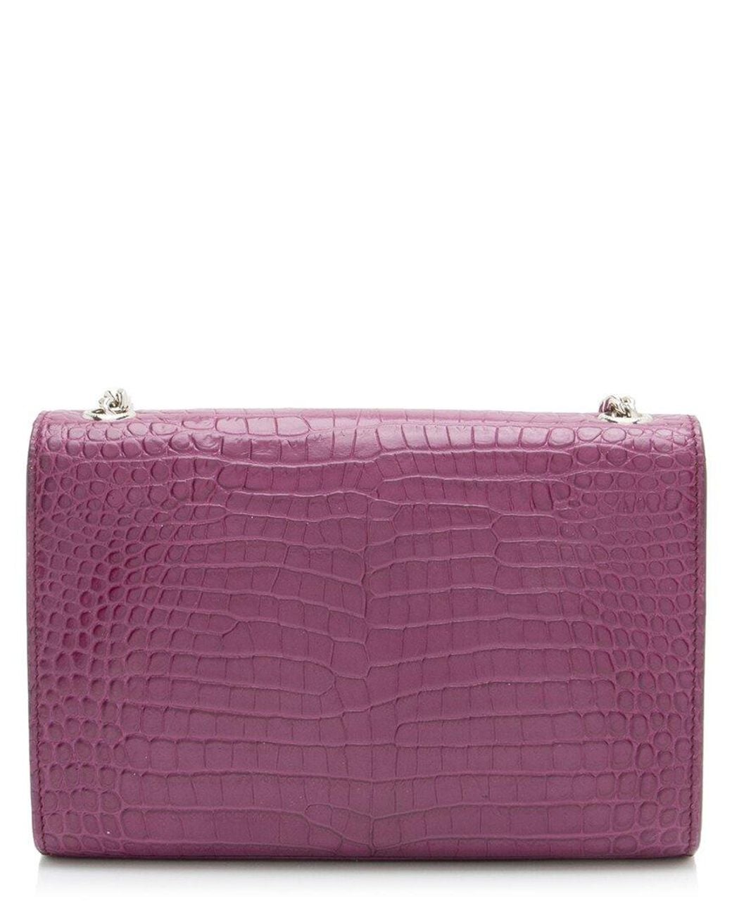 Saint Laurent Purple Croc-Embossed Leather Monogram Kate Tassel Small Shoulder Bag (Authentic Pre-Loved)