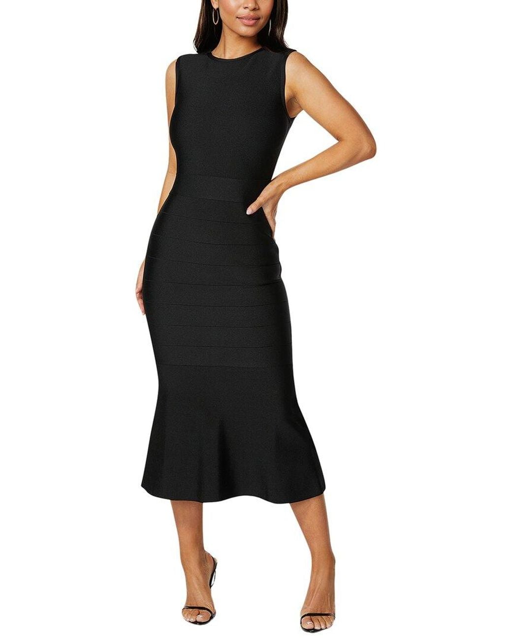 Bebe Black Bandage Flounce Dress