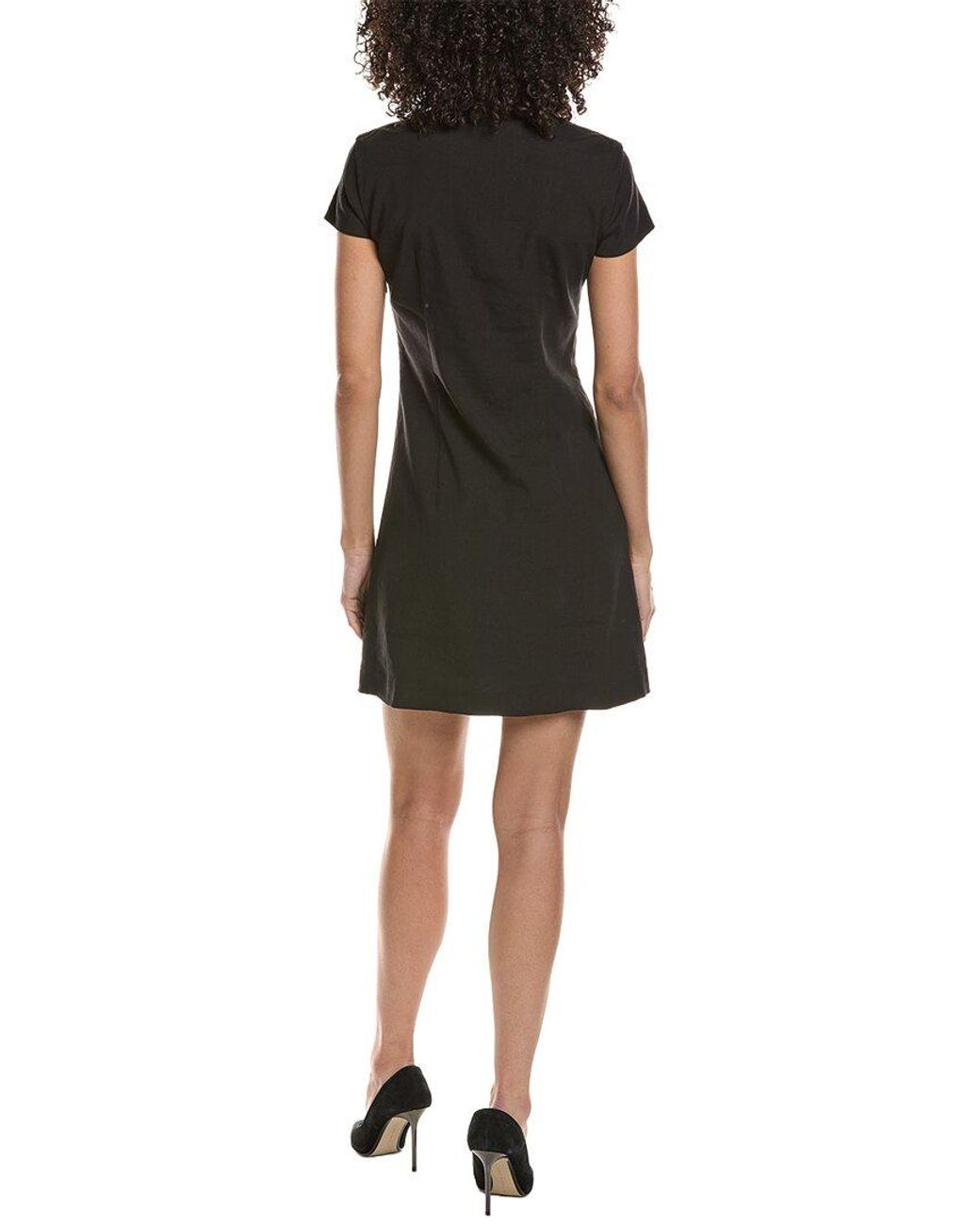 Theory Black Cap Sleeve Polo Dress