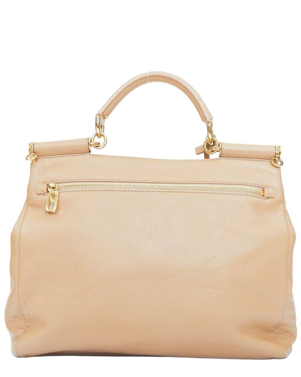 Dolce & Gabbana Natural Nude Grained Leather Miss Sicily Satchel (Authentic Pre-Loved)