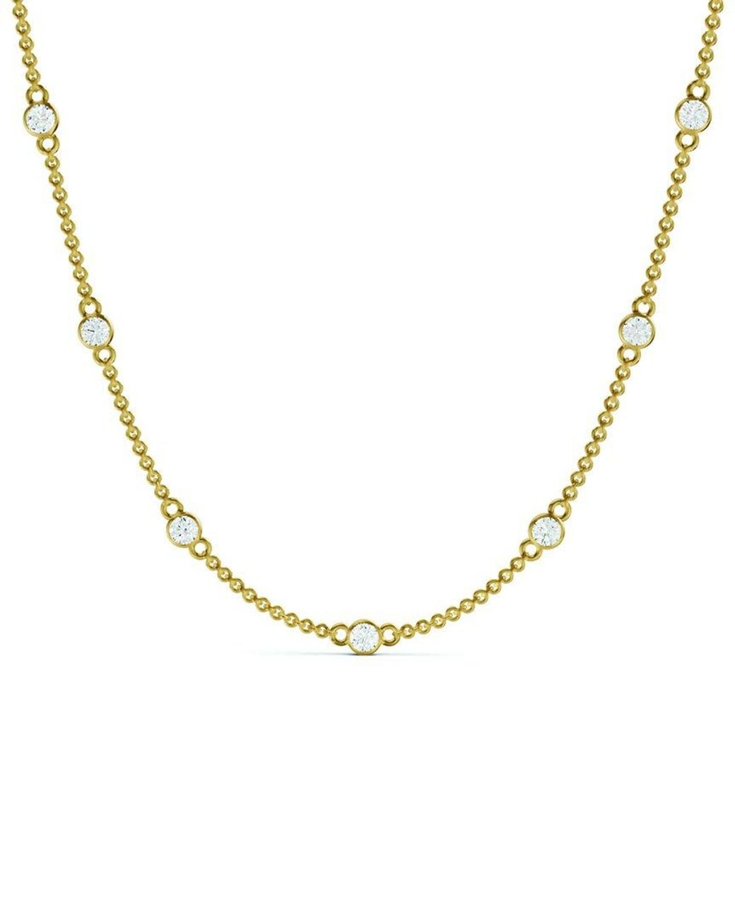 Lab Grown Diamonds Metallic 14K 1.00 Ct. Tw. Lab-Grown Diamond Station Necklace