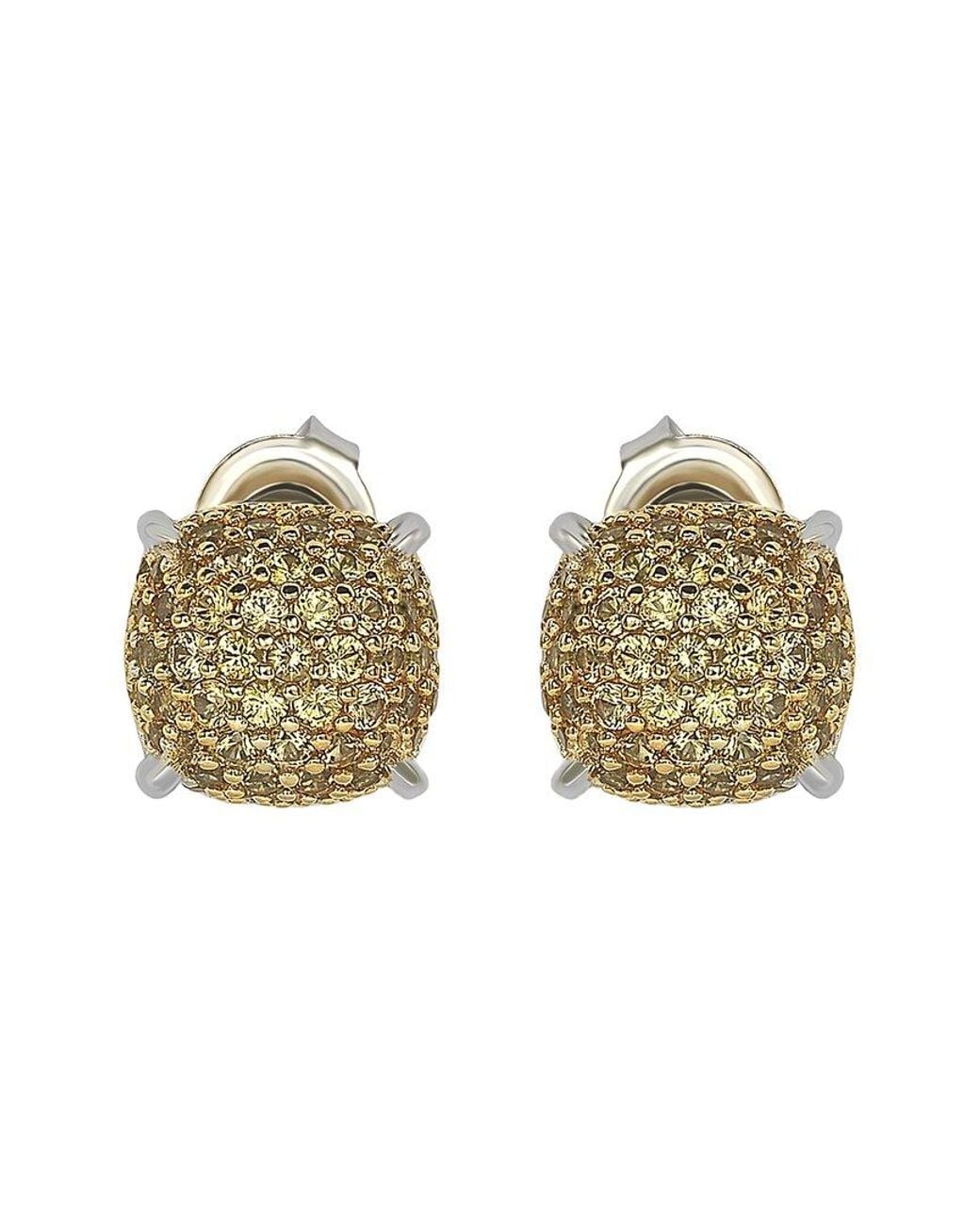 Suzy Levian Green Silver Diamond & Sapphire Earrings