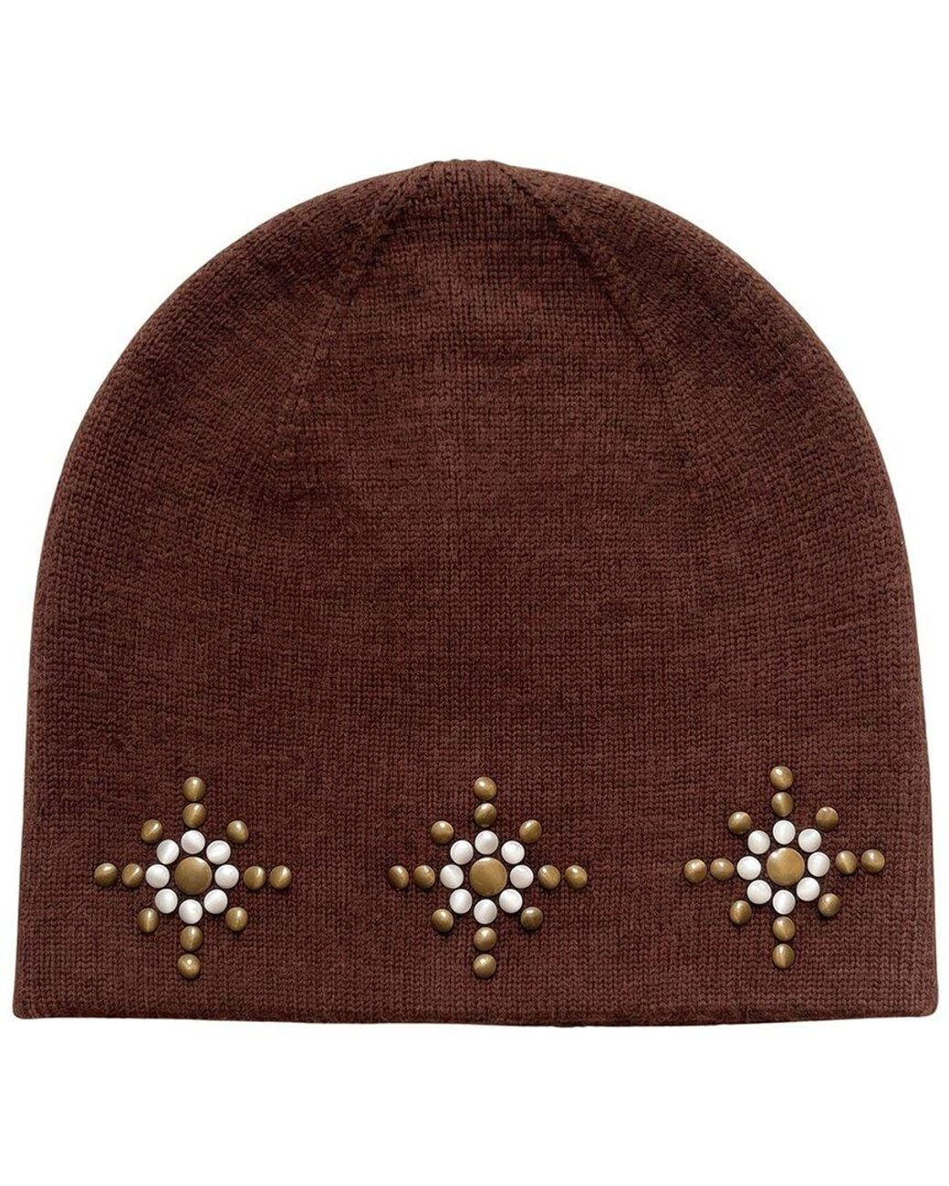 Nicole Miller Brown Rustic Stud Beanie