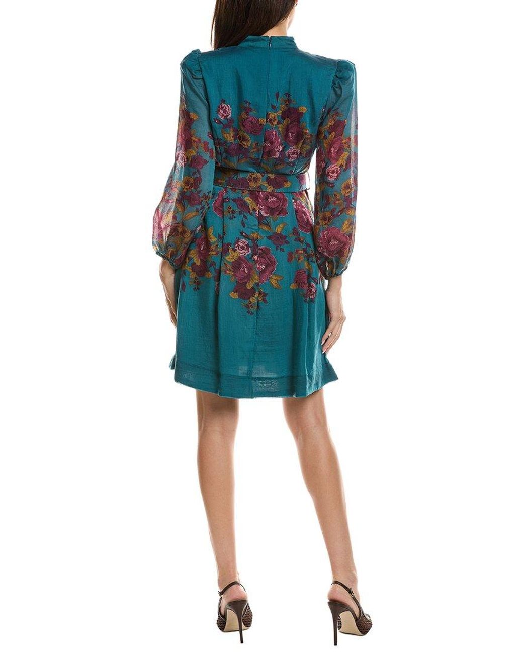 Tahari Blue Printed Mini Dress