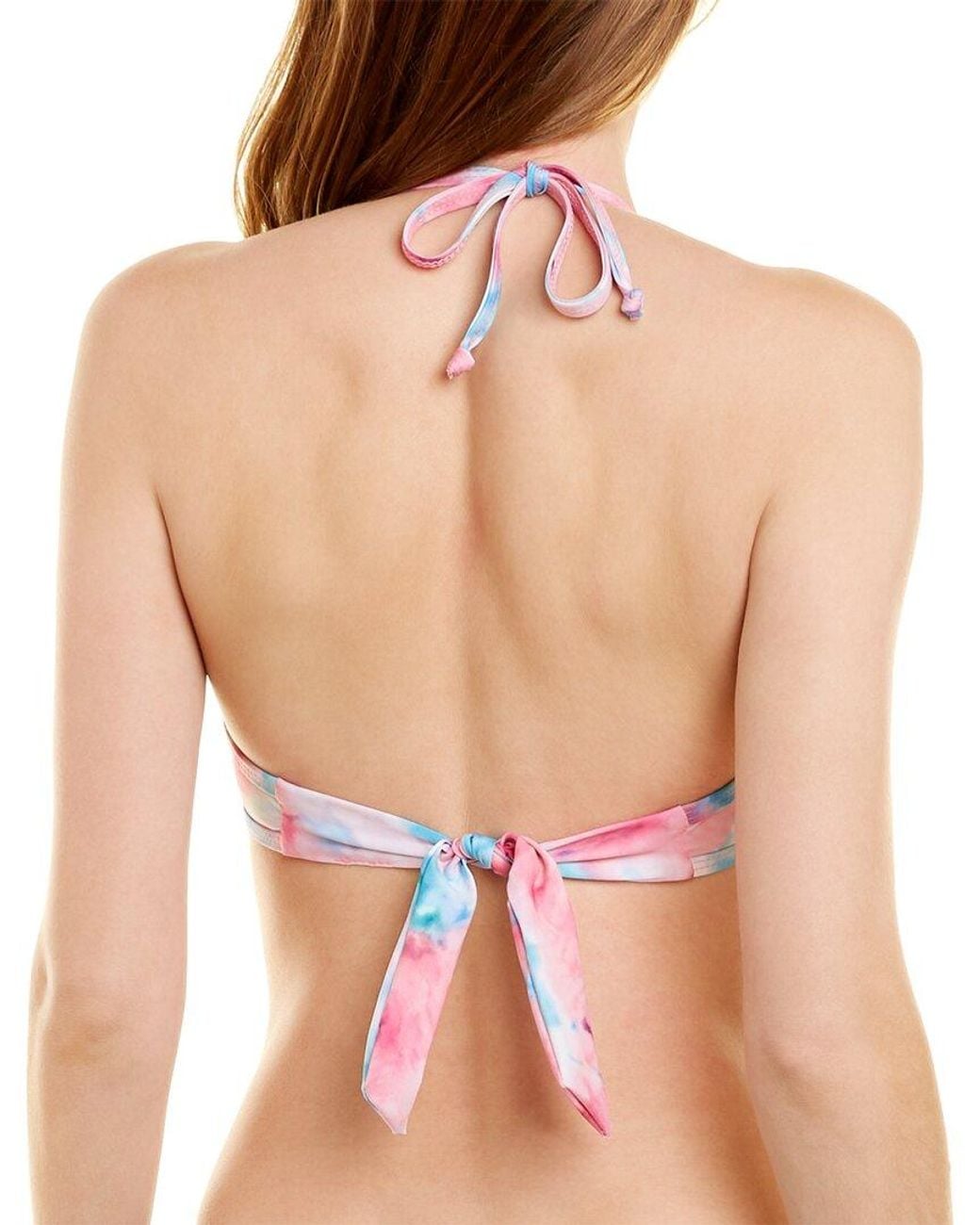 Splendid Purple Shirred Cutout Bikini Top