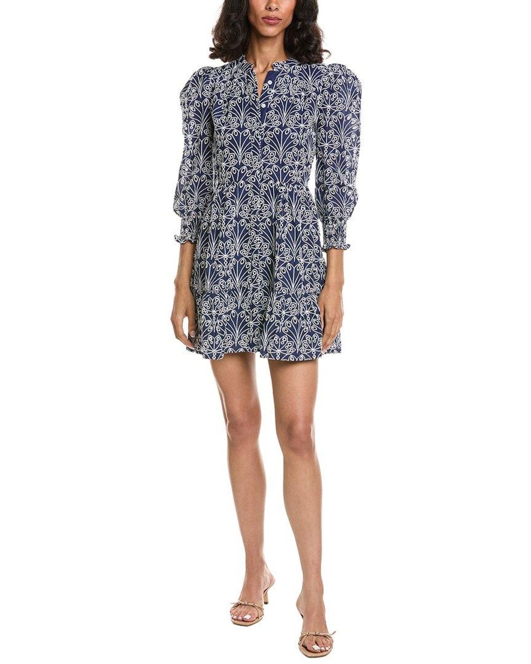 Sail To Sable Blue Embroidered Mini Dress