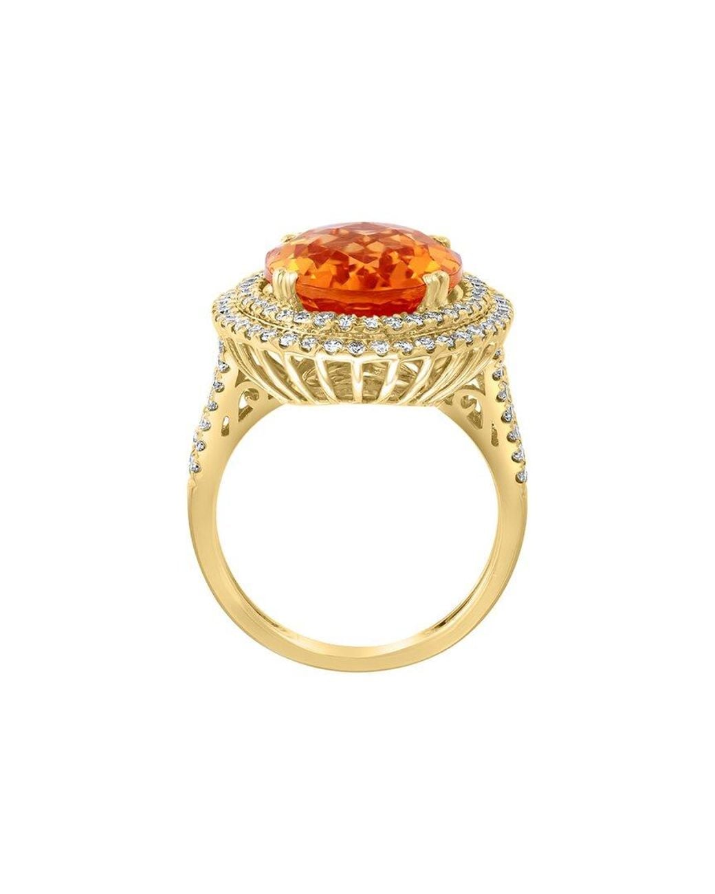 Effy Fine Jewelry White 14K 10.30 Ct. Tw. Diamond & Citrine Ring