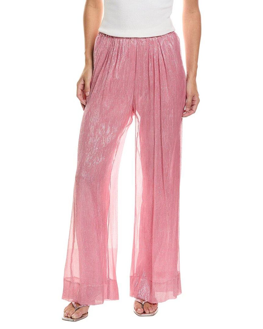 Forte_forte Pink Metallic Silk-Blend Pant