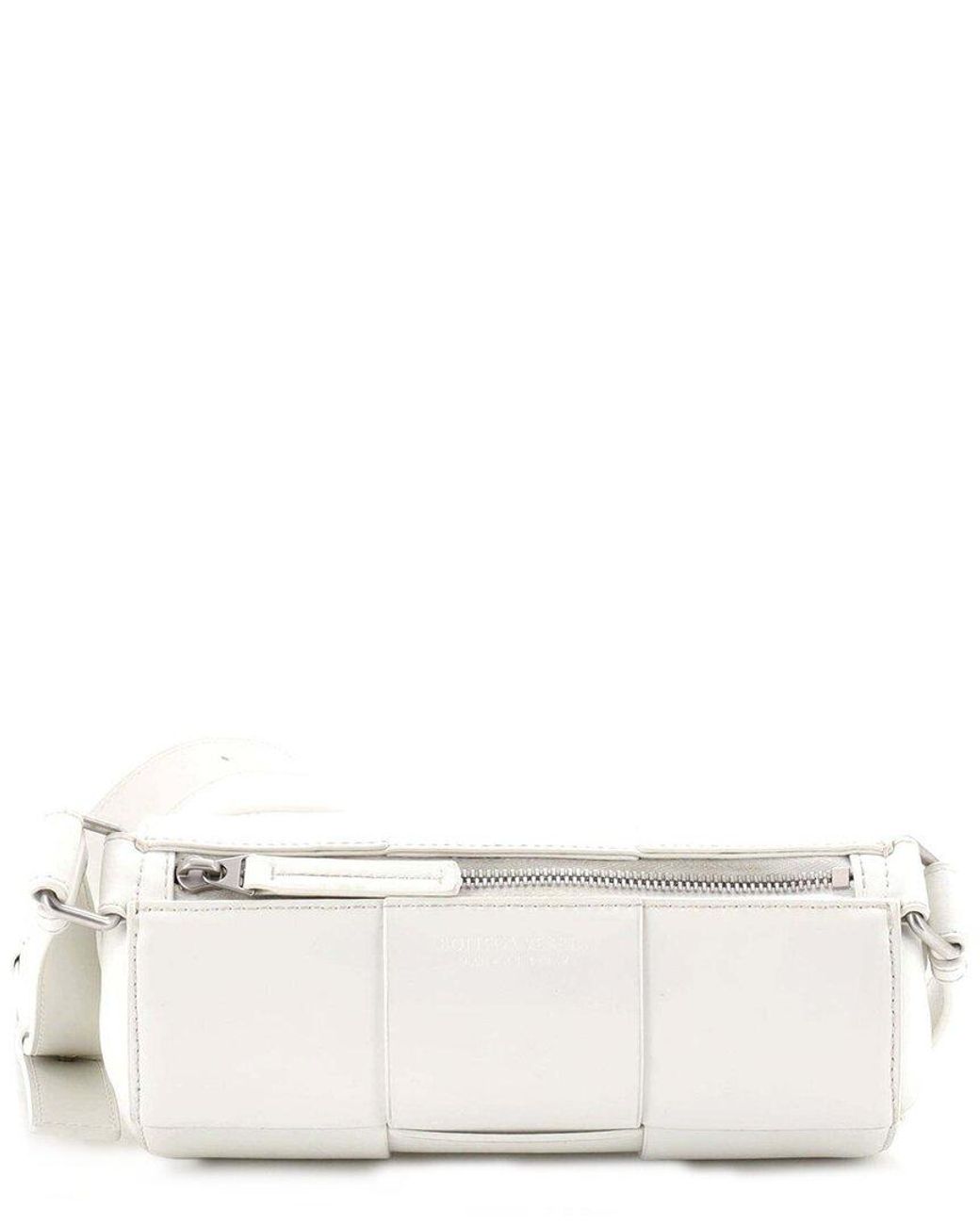 Bottega Veneta Natural White Intrecciato Leather Canette Crossbody Maxi Small (authentic Pre-loved)
