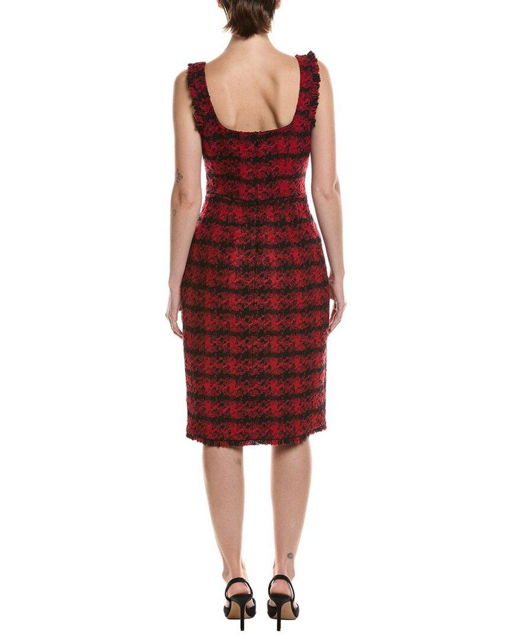 L'Agence Red Aya Wool-Blend Midi Dress
