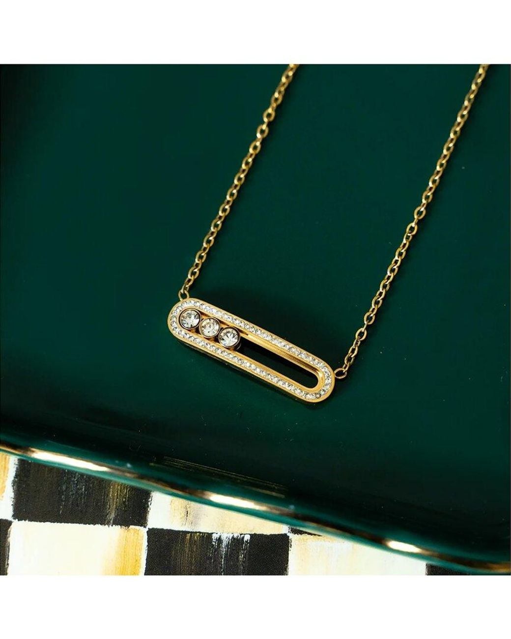 Jewels by Sunaina Metallic Faye Plated Stainless Steel Paperclip Necklace