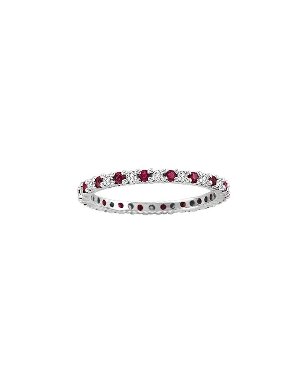 Diana M White Fine Jewelry 14k 0.55 Ct. Tw. Diamond & Ruby Eternity Ring
