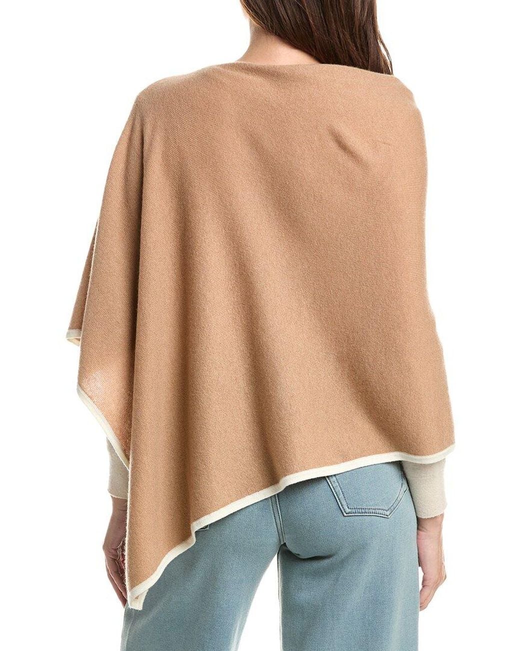 Sofiacashmere Natural Sofiacashmere Tipped Cashmere-Blend Poncho