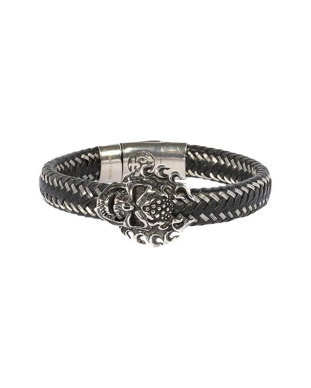 jean claude Multicolor Stainless Steel & Leather Bracelet for men