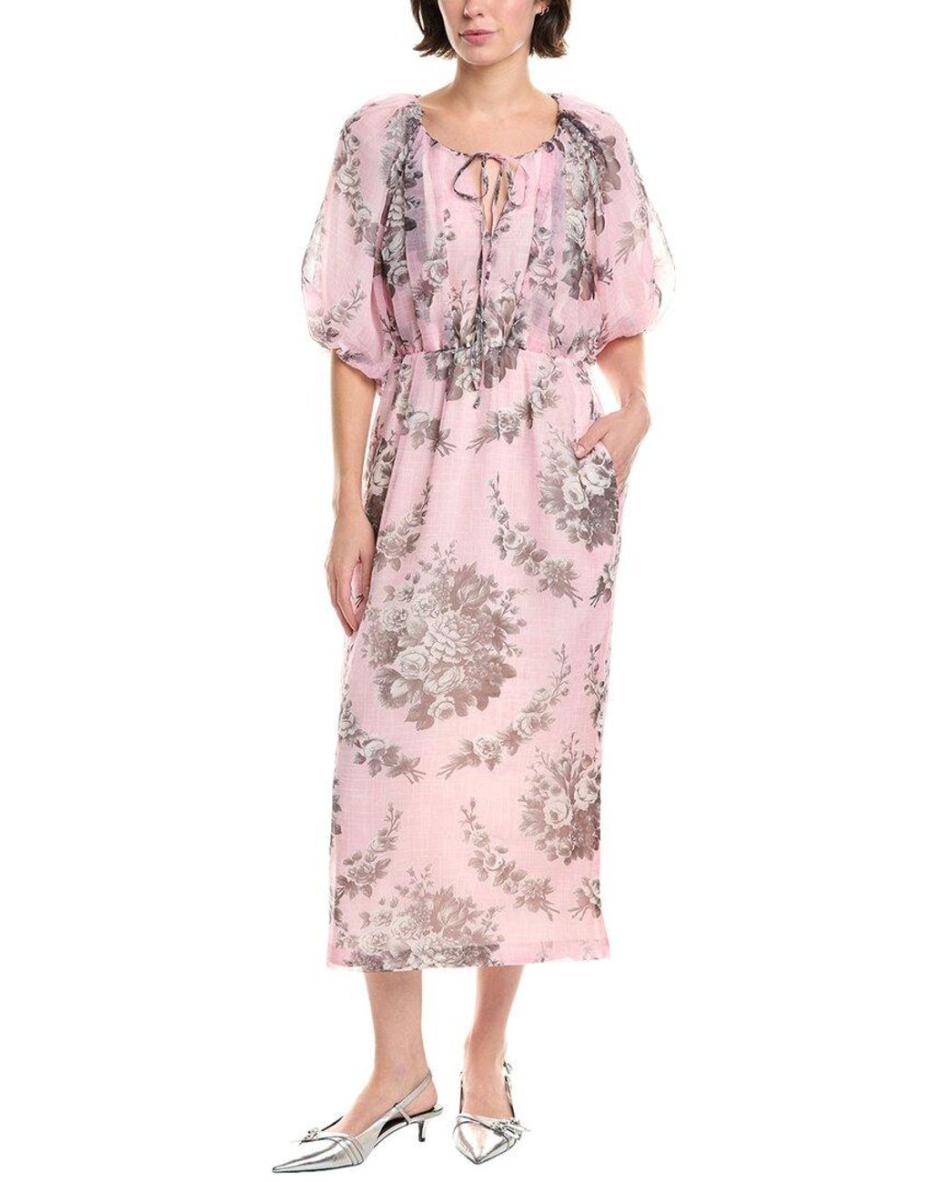 Rebecca Taylor Pink Floral Midi Dress