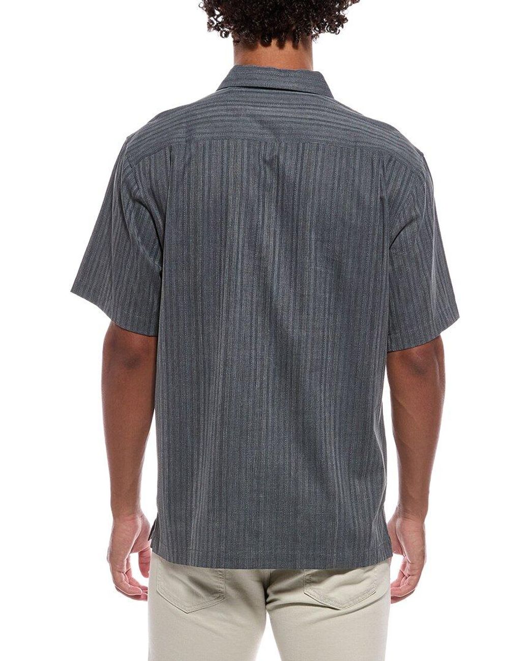 Tommy Bahama Gray Maui Border Silk Camp Shirt for men