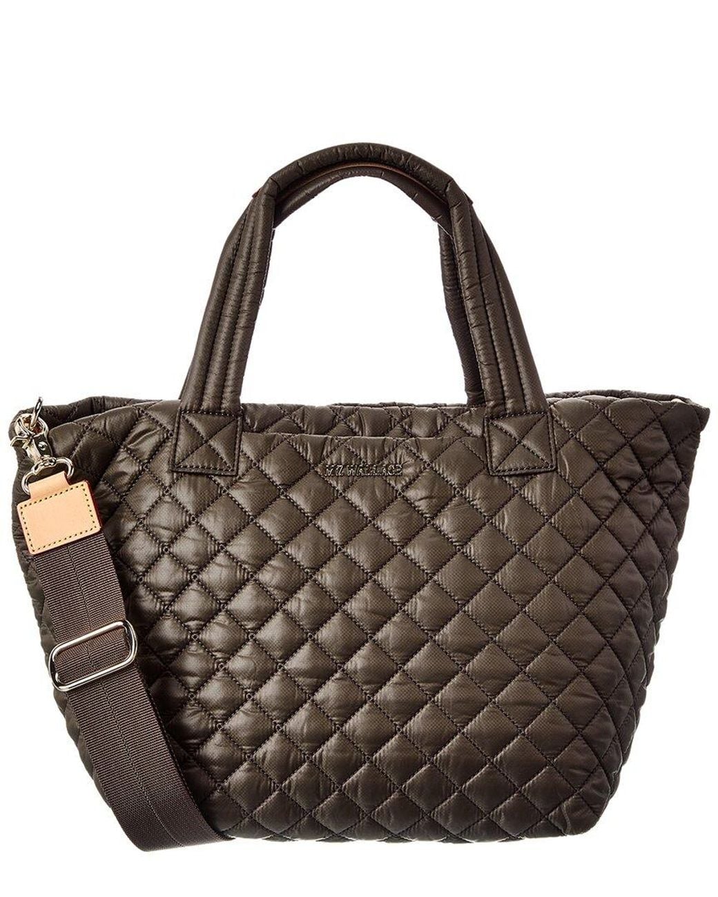 MZ Wallace Brown Small Metro Nylon & Leather Tote Deluxe