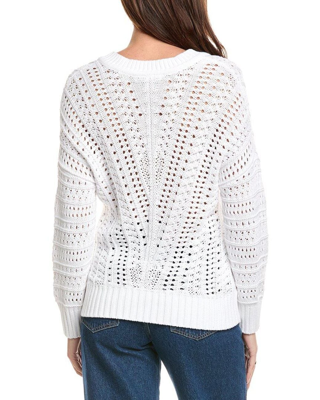 Tommy Bahama White Beachy Cotton Open Stitch Sweater