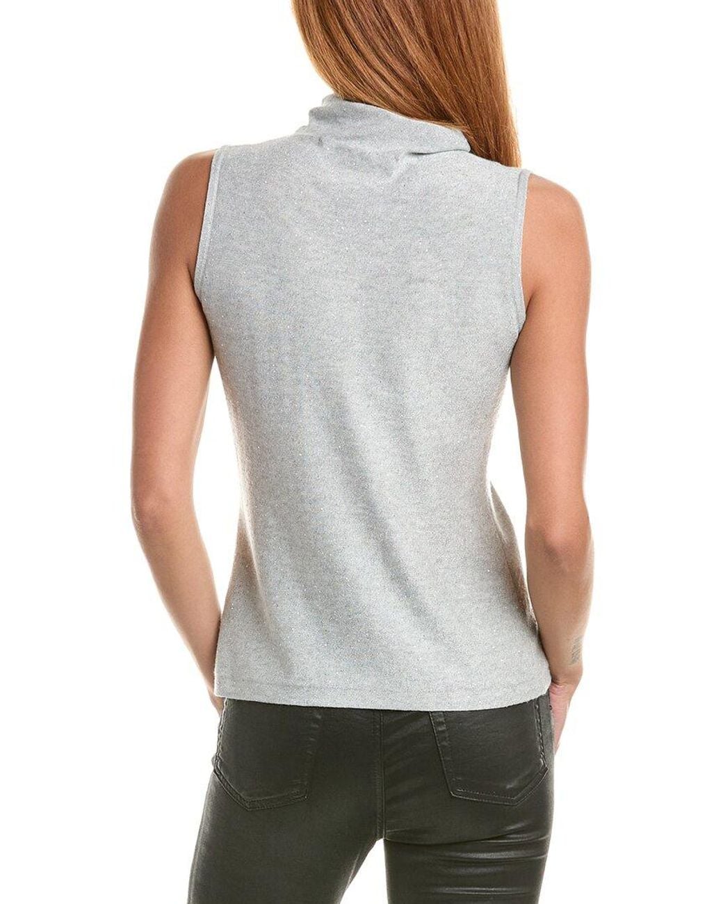Forte Blue Sequin Sleeveless Funnel Neck Cashmere-Blend Sweater