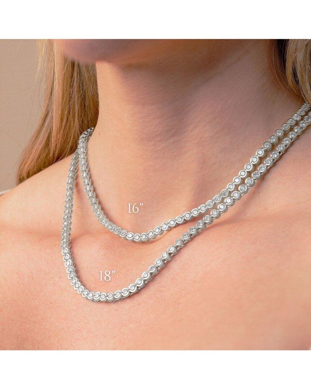 Sterling Forever Metallic 14k Plated Cz Helene Bezel Tennis Necklace