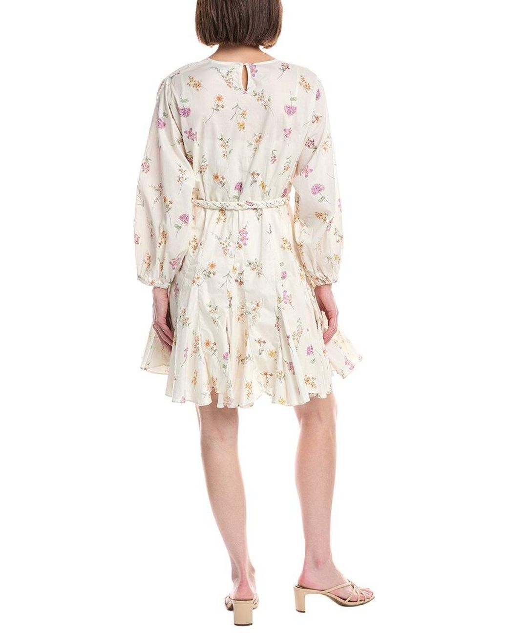 Beulah London Blue Floral Print Ruffled Mini Dress