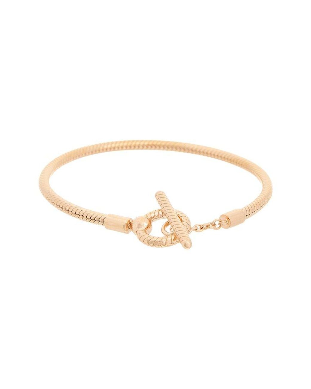 Pandora White Moments 14K Rose Plated T-Bar Snake Chain Bracelet