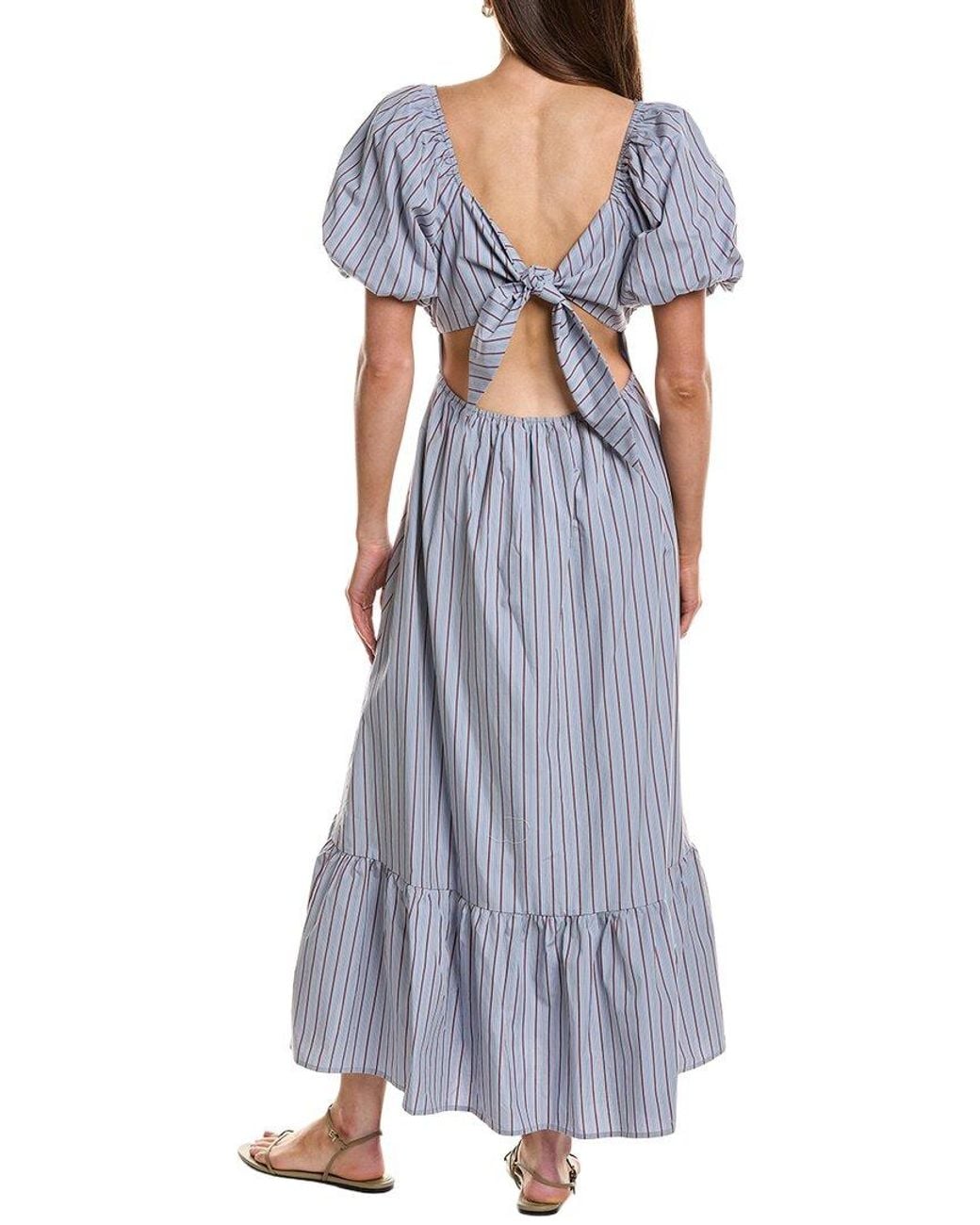 English Factory Purple Striped Tie Back Maxi Dress