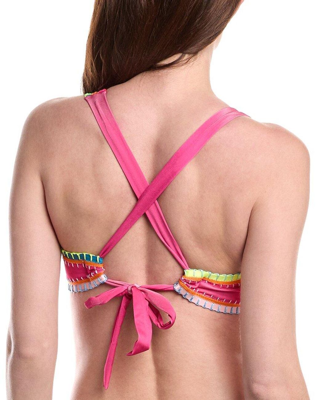 PQ Swim Pink Crochet Trim Sporty Top
