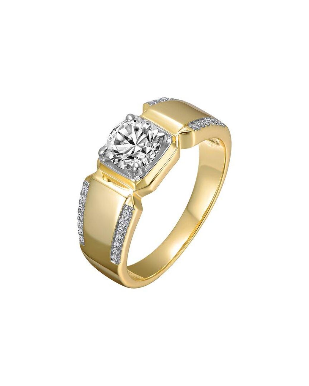 Rachel Glauber Metallic 14K Plated Cz Engagement Ring for men