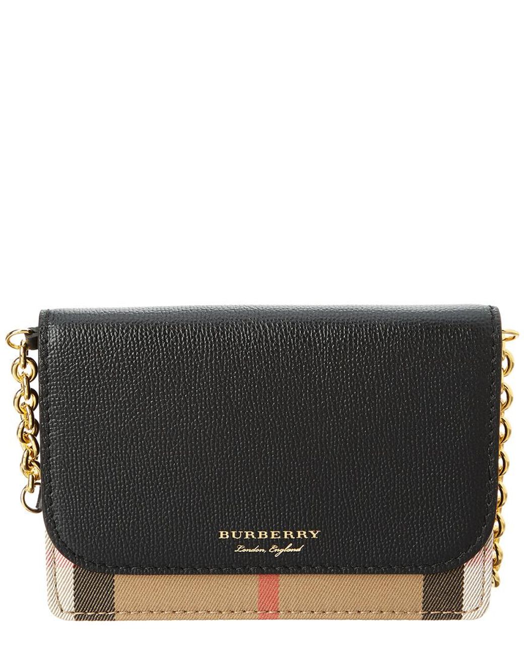 BURBERRY Hampshire House Check Wallet On Chain Crossbody Bag Beige