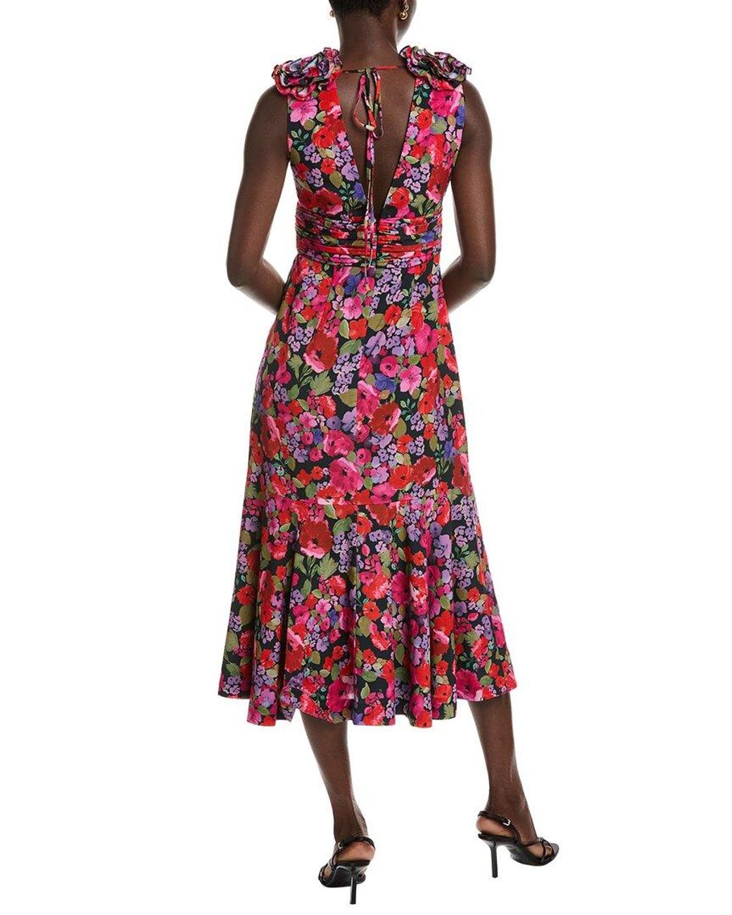 AMUR Red Sorena Deep-V Maxi Dress
