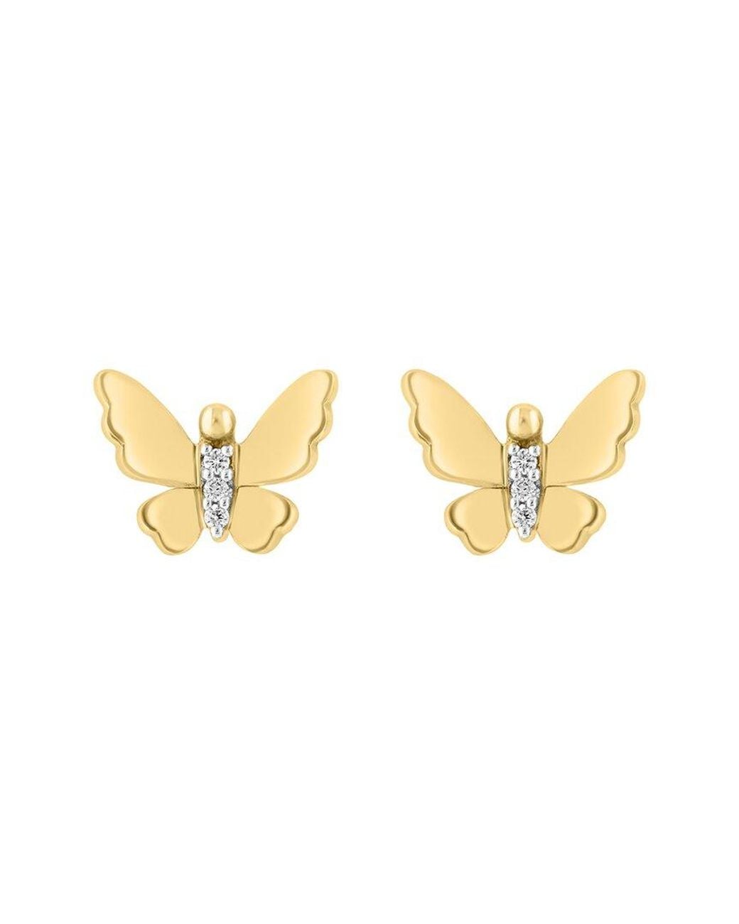 Effy Fine Jewelry Metallic 14K 0.03 Ct. Tw. Diamond Earrings