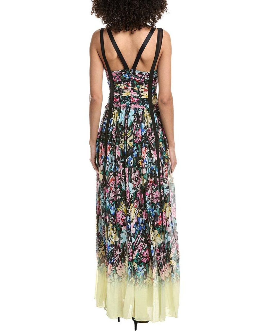 3.1 Phillip Lim Green Flowerworks Chiffon Degrade Ruched Silk-Blend Gown
