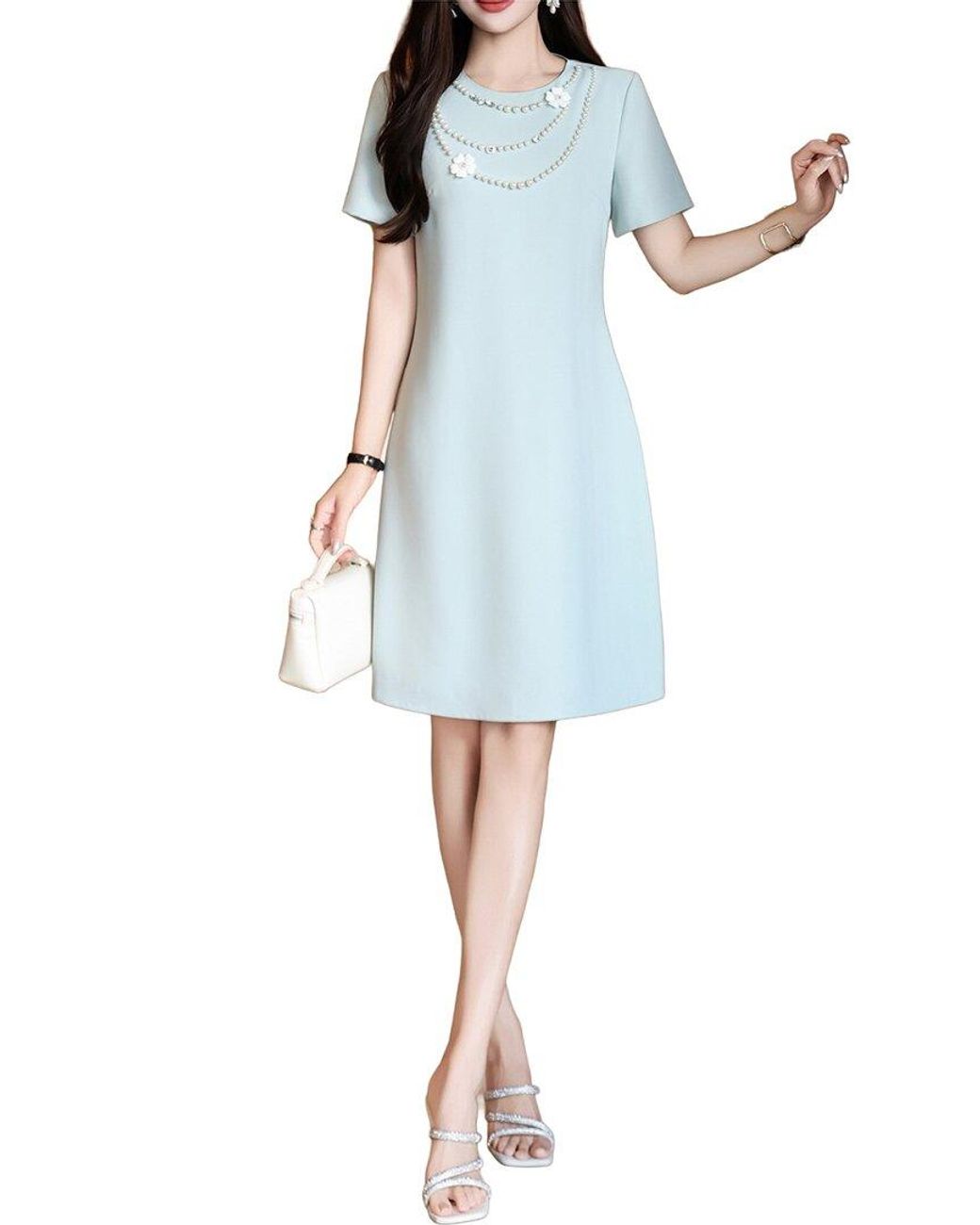 BURRYCO Blue Short Sleeve Aline Dress