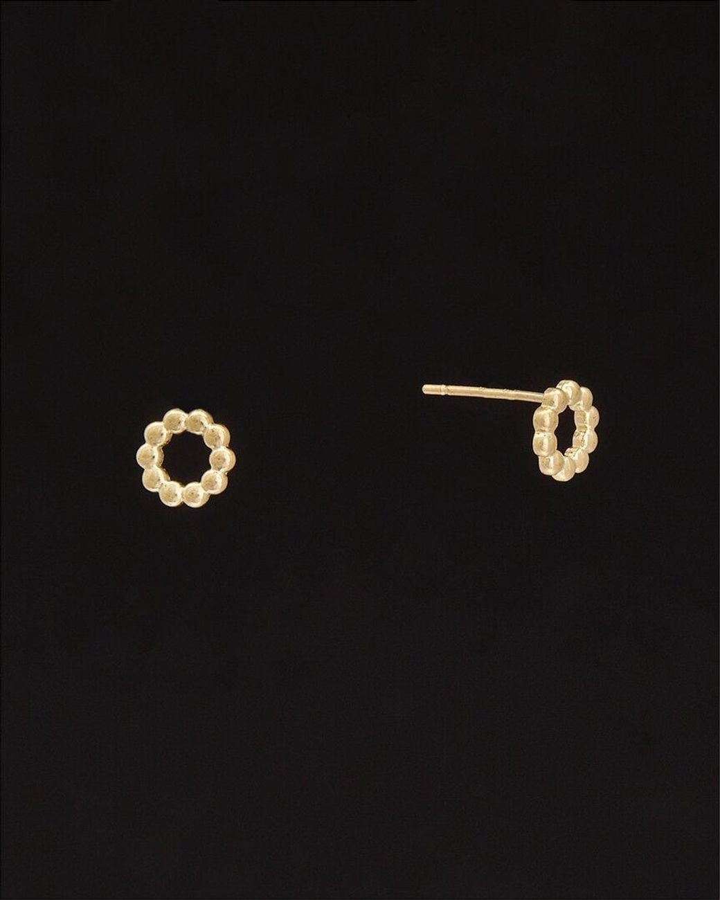 Italian Gold Black 14k Bead Circle Studs