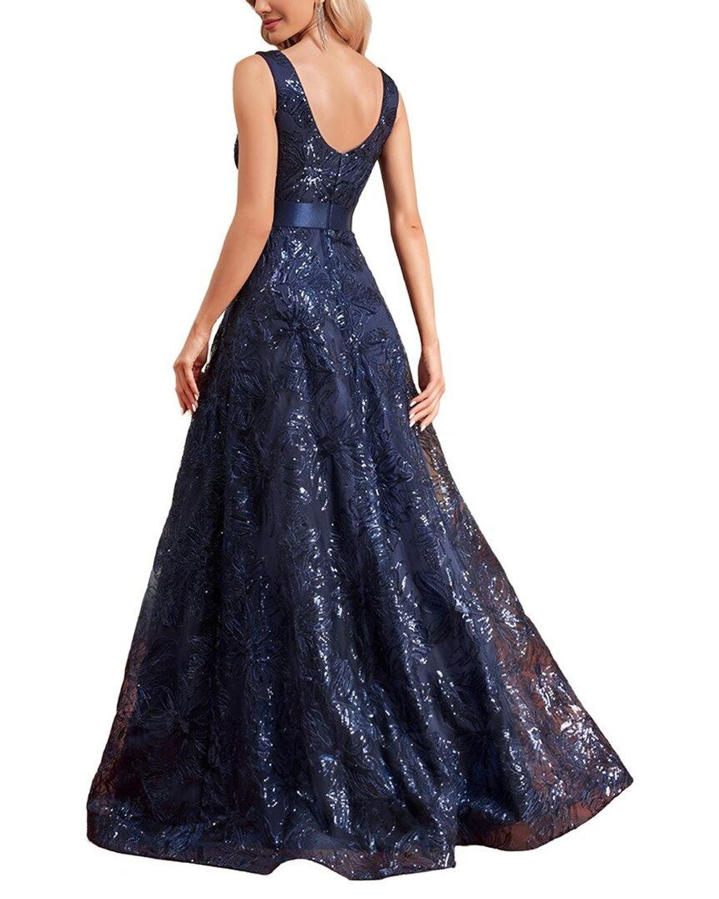 Vincent Blue Embroidered Maxi Dress