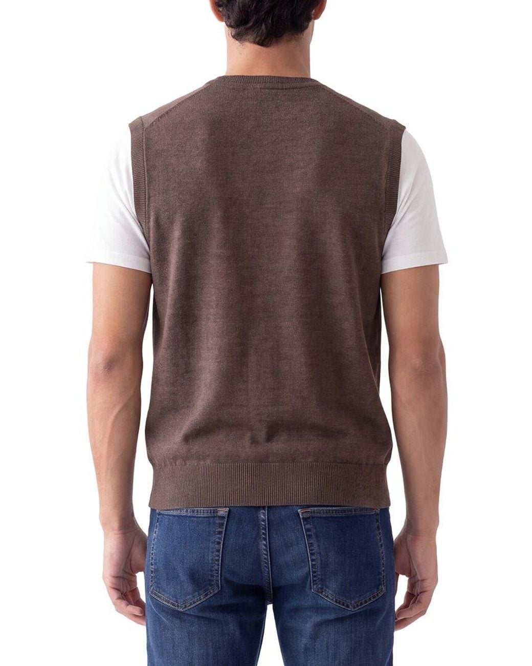 Raffi Gray Merino Wool V-Neck Vest for men