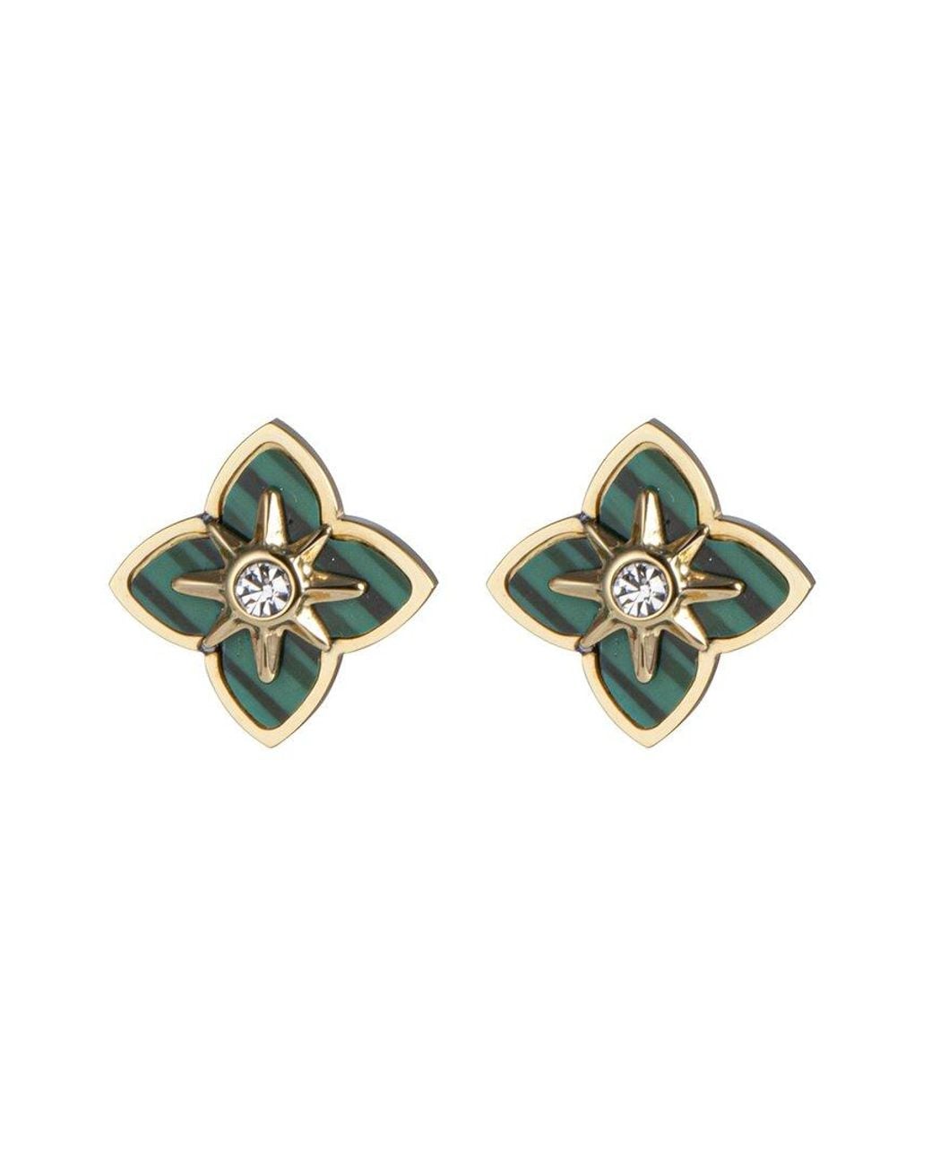 jean claude Green Stainless Steel Cz Earrings