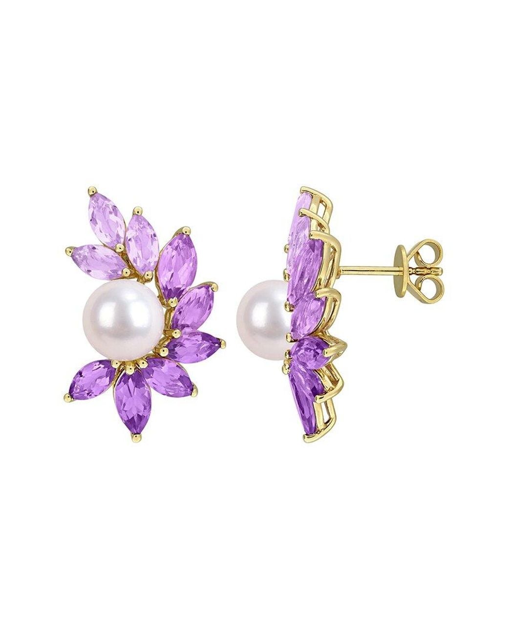 Rina Limor Pink Plated 6.74 Ct. Tw. Pearl & 8-9Mm Pearl Earrings