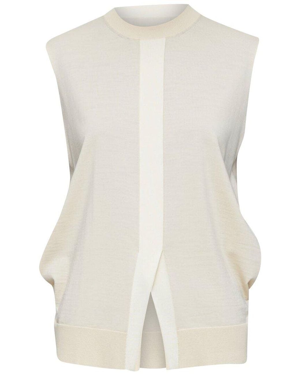 Céline White Wool Cashmere Split Sweater Vest, Size Int (Authentic Pre-Loved)