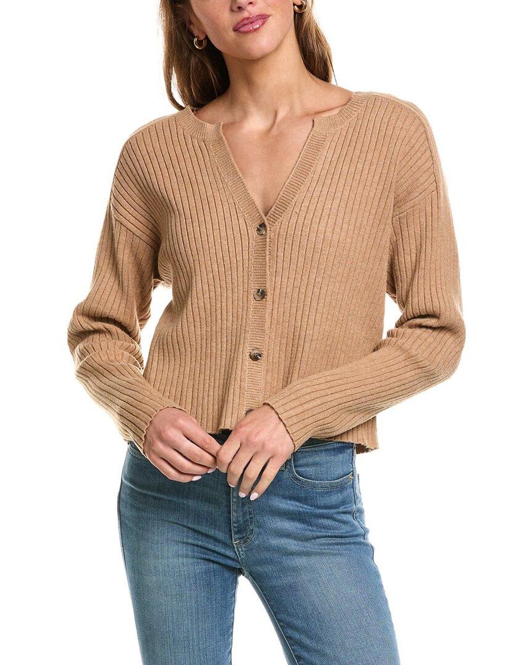 525 America Blue Luxe Cropped Rib Cardigan